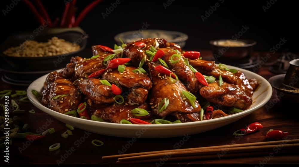 Gong-Bao chicken, food photography, 16:9 Gong-Bao chicken, food photography, 16:9