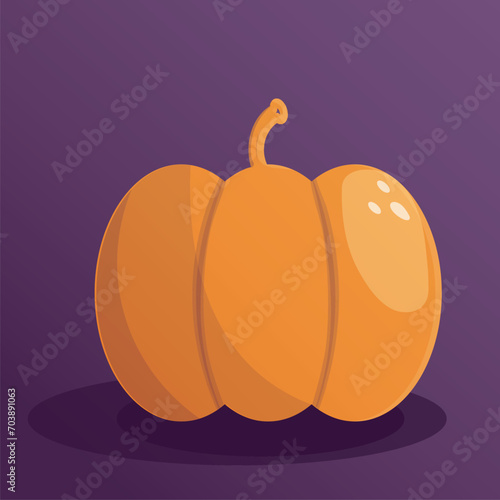 Funny cartoon pumpkin on purple background