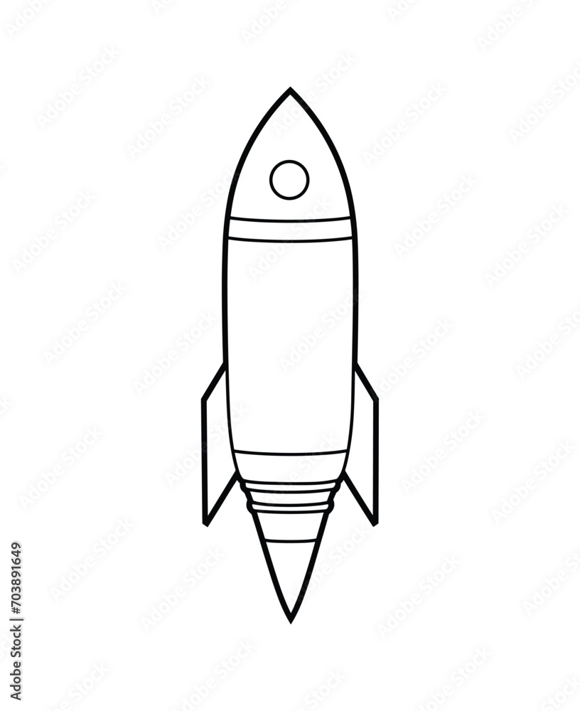 Cute and funny coloring page of a rocket. Provides hours of coloring fun for children. To color this page is very easy. Suitable for little kids and toddlers.