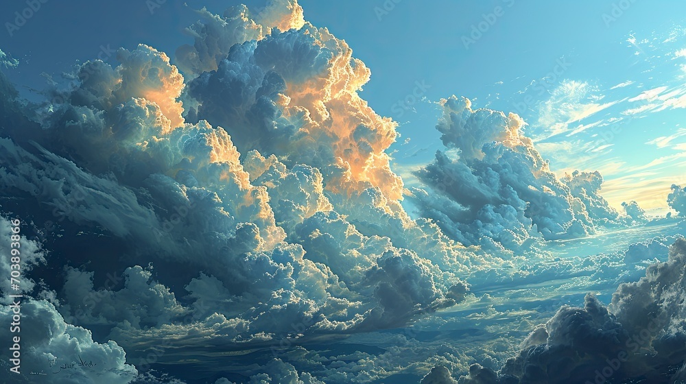 Majestic Huge White Thick Clouds Float, Background Banner HD