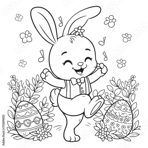 Vector easter egg coloring page with decorating eggsvector black and white