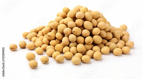 Raw Soybeans in heap, isolated on a white background, ideal for culinary and food concepts. Legumes. Superfood