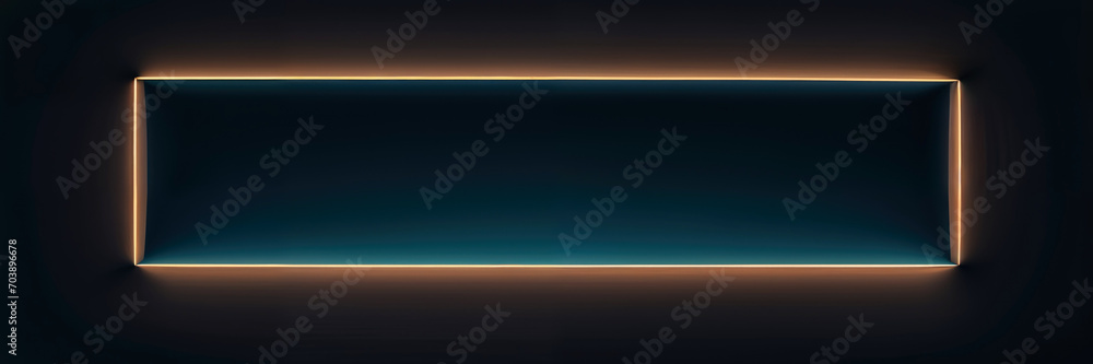 Obraz premium background with a rectangular recess illuminated by a contour with light in a black wall