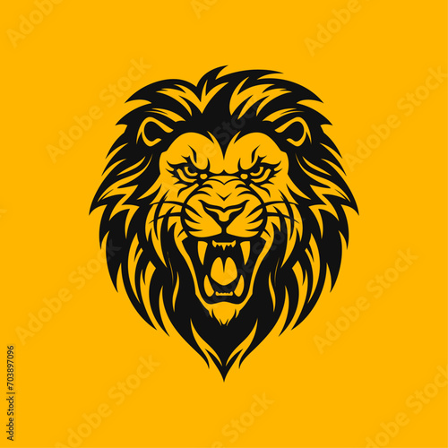 Angry Lion Head Roaring lion Logo emblem Angry lion Logo vector illustration © Sanad