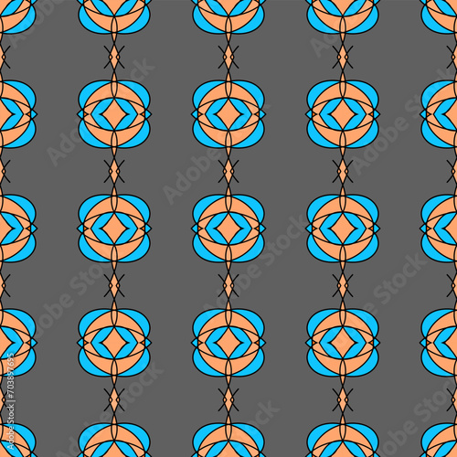 Seamless pattern with vertically oriented ornament on a gray background. Vector illustration