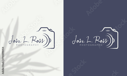 camera logo, modern photography signature logo icon vector