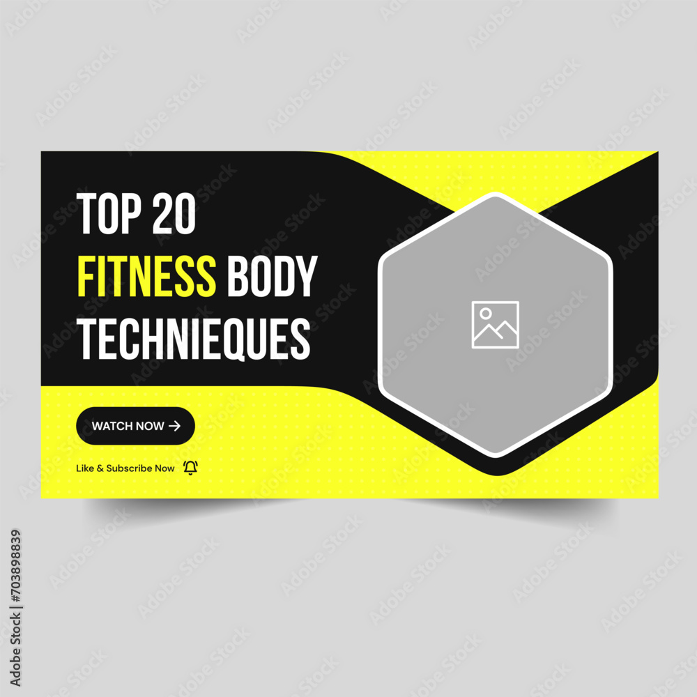 Obraz premium Editable vector illustration body workout plan tips and tricks video thumbnail banner design, customizable vector eps 10 file format