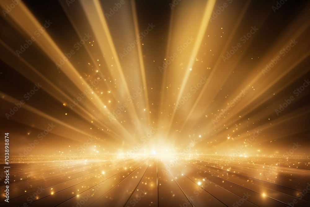 Golden light award scene with rays, image made with generative ai technology.