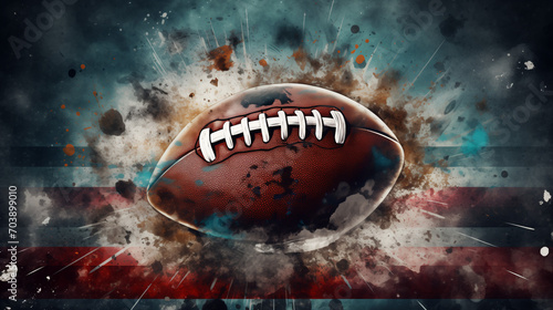 American football, American football helmet, American football field, player in action, american football style background , Ai generated image