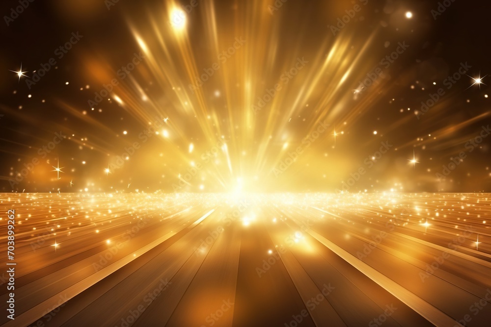 Golden light award scene with rays, image made with generative ai technology. Golden light award scene with rays, image made with generative ai technology.