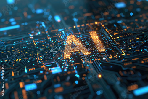 "AI" sign, artificial intelligence innovation and global online network connection for access to digital service