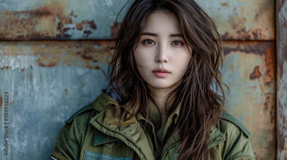 Portrait of a Young Self-Confident Korean Woman Dressed in a Fantasy Uniform Wallpaper Background Brainstorming Family Digital Art Magazine Poster Portrait of a Young Self-Confident Korean Woman Dressed in a Fantasy Uniform Wallpaper Background Brainstorming Family Digital Art Magazine Poster
