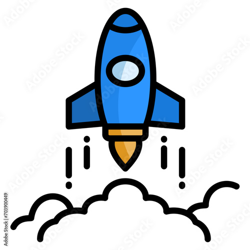 Rocket Ship Icon Element For Design