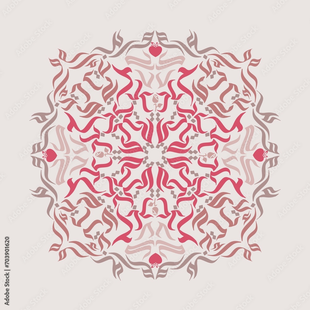 Arabic calligraphy Valentine quote greeting card, mandala ornament arabesque design.  Translate: Every year and you are my love. Happy Valentine Day illustration. Not Generative AI it is my artwork.