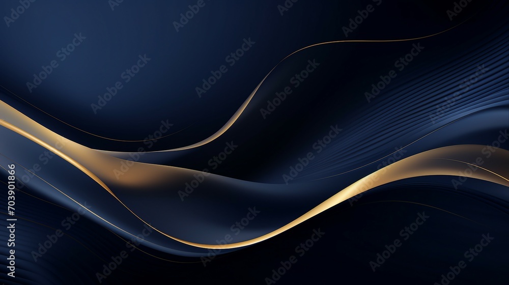 Elegant Navy Blue and Gold Abstract Wave Line Arts Background: Modern Luxury Design with Shiny Metallic Texture for Creative Decoration and Artistic Illustration. Elegant Navy Blue and Gold Abstract Wave Line Arts Background: Modern Luxury Design with Shiny Metallic Texture for Creative Decoration and Artistic Illustration.