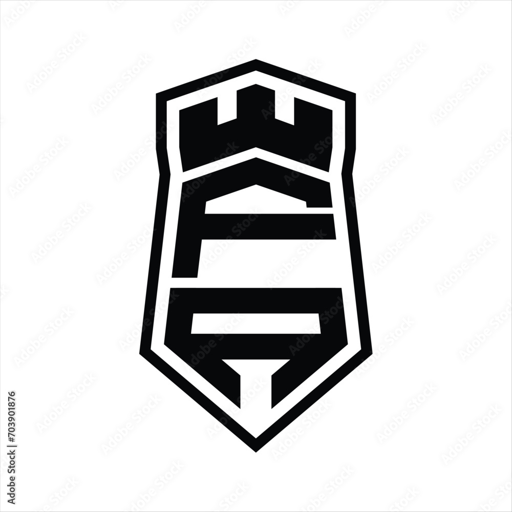 FA Letter Logo monogram hexagon shield shape up and down with crown castle isolated style design FA Letter Logo monogram hexagon shield shape up and down with crown castle isolated style design