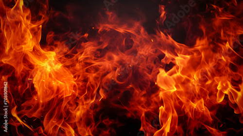 Abstract blaze fire flame texture background. Fire flames on black background © Iwankrwn