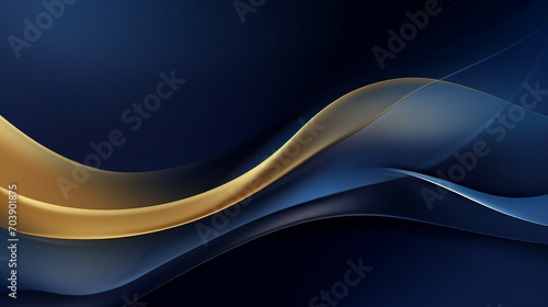 Elegant Navy Blue and Gold Abstract Wave Line Arts Background: Modern Luxury Design with Shiny Metallic Texture for Creative Decoration and Artistic Illustration.