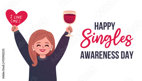 Singles Awareness Day vector, hand drawn isolated, funny valentines typography for t-shirt, poster, sticker and card photo