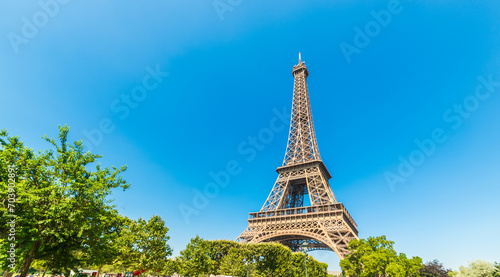 Photography Blue sky over Eiffel Tower