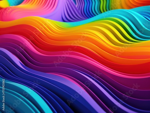 3D Render Abstract Background With Pattern and Vibrant Rainbow Colors
