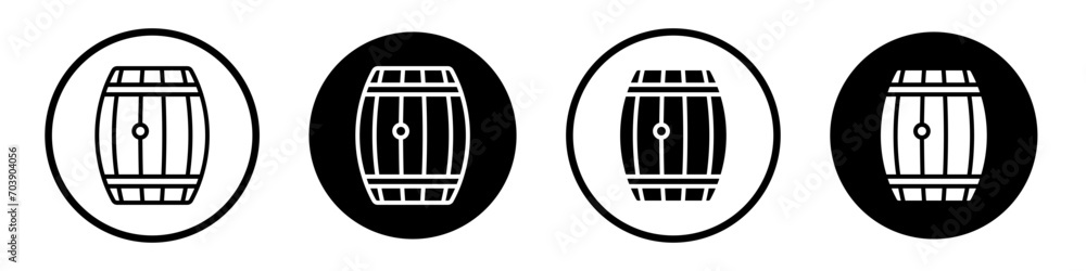 Wooden barrel icon set. wooden wine oak and cask vector symbol in a black filled and outlined style. wine stored in barrel sign. - obrazy, fototapety, plakaty 