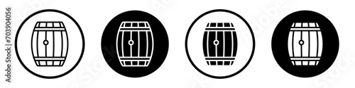 Wooden barrel icon set. wooden wine oak and cask vector symbol in a black filled and outlined style. wine stored in barrel sign. photo