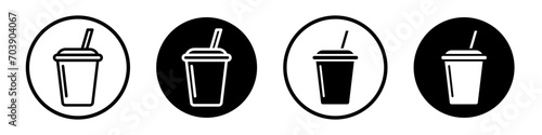 Plastic glass icon set. Disposable plastic glass vector symbol in a black filled and outlined style. Garbage plastic cup sign.
