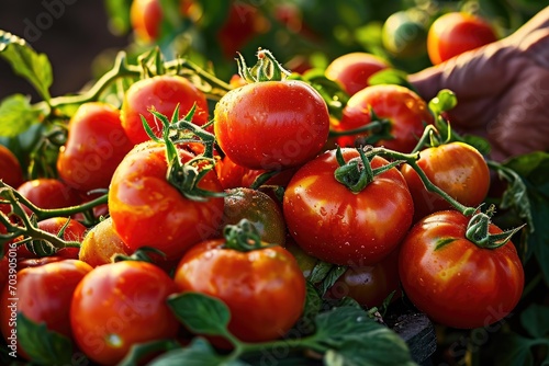 Harvest of sun-ripened tomatoes.