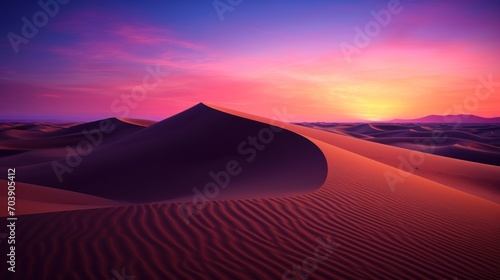 Dramatic Sunset Over Sand Dunes in the Desert