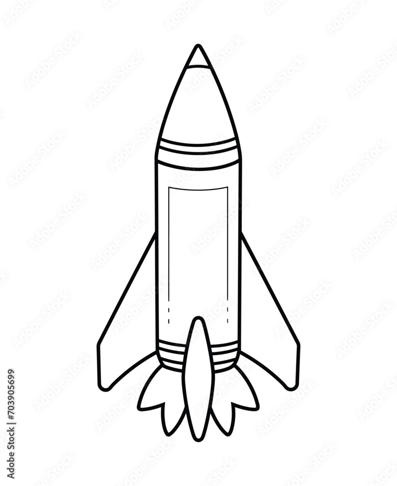 Cute and funny coloring page of a rocket. Provides hours of coloring fun for children. To color this page is very easy. Suitable for little kids and toddlers.