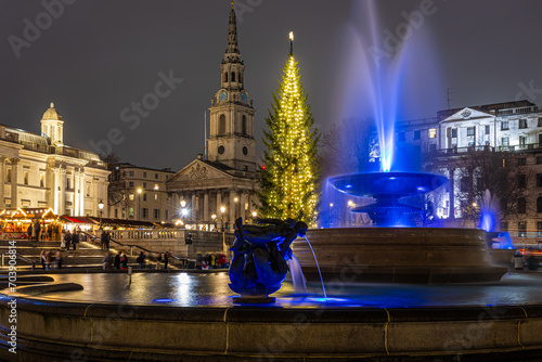 Trafalgar Square Christmas tree, a Norwegian spruce, on Trafalgar square in London