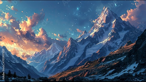 Milky Way Mountains Amazing Scene Himalayan, Background Banner HD