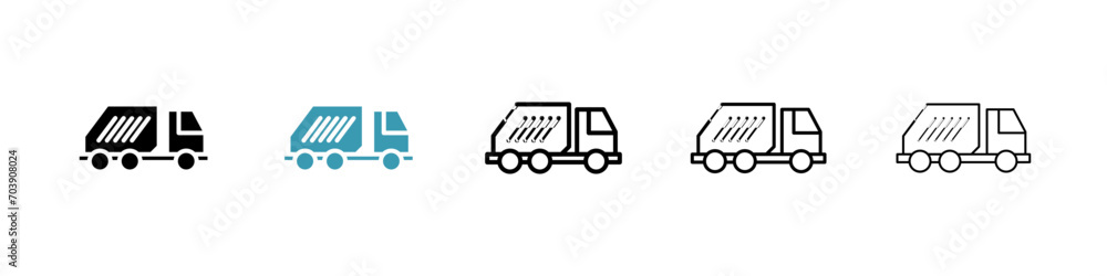 Waste Collection vector icon set. Recycling Truck vector symbol for UI design.
