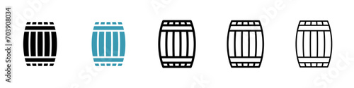 Oak Cask vector icon set. Aged Wine Barrel vector symbol for UI design. photo