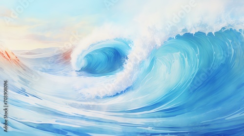 Abstract Watercolor Big Wave for Textures. Free