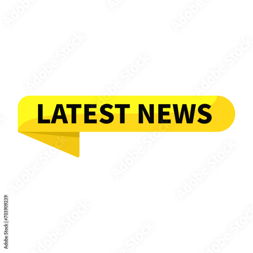 Latest News In Yellow Rounded Rectangle Ribbon Shape For Trending Hot Information Announcement Marketing Social Media
