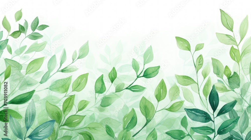 Beautiful green leaves white background, generative AI