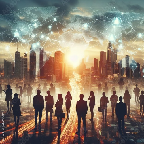 People and network digital mixed media.