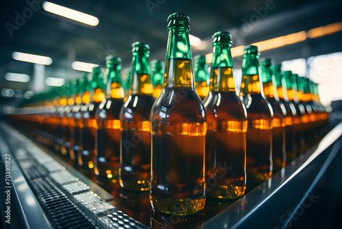 Warehouse Automation  Beer Bottle on Conveyor