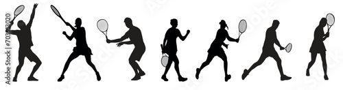 tennis player man and woman silhouette sports people design elements