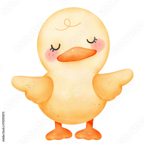 cute baby duck colorful watercolor isolate