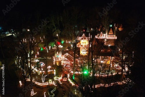 Landoll's Mohican Castle, Christmas lights. 
