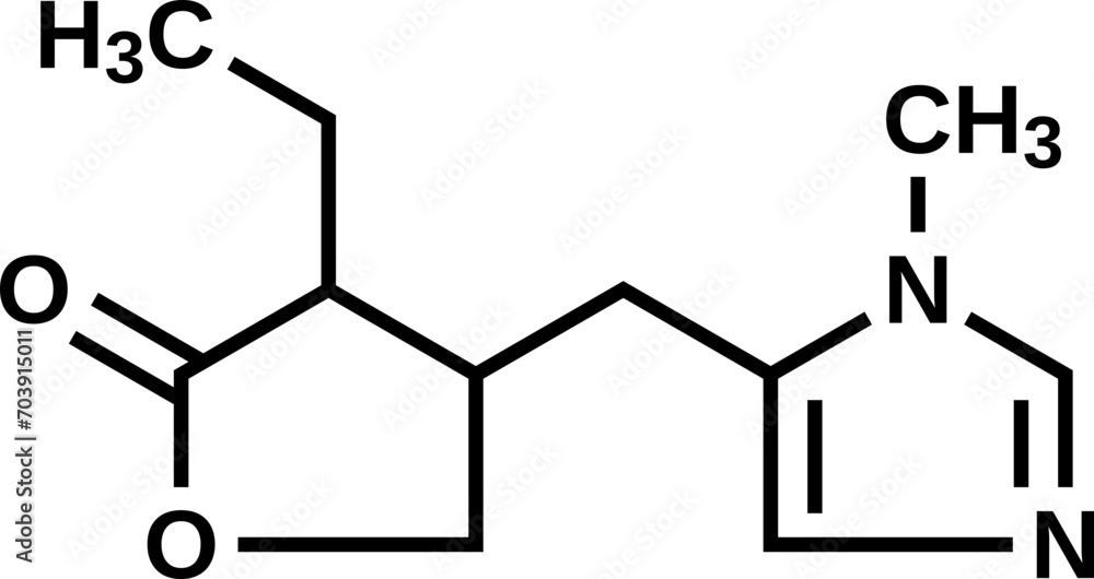 Pilocarpine structural formula, vector illustration Pilocarpine structural formula, vector illustration