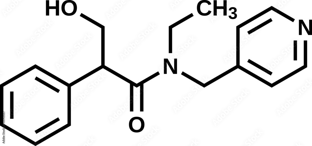 Tropicamide structural formula, vector illustration Tropicamide structural formula, vector illustration
