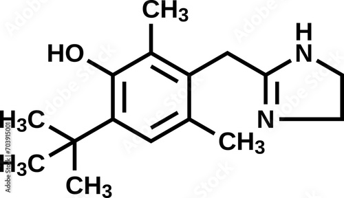 Oxymetazoline structural formula, vector illustration