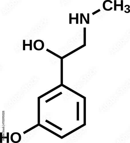 Phenylephrine structural formula, vector illustration