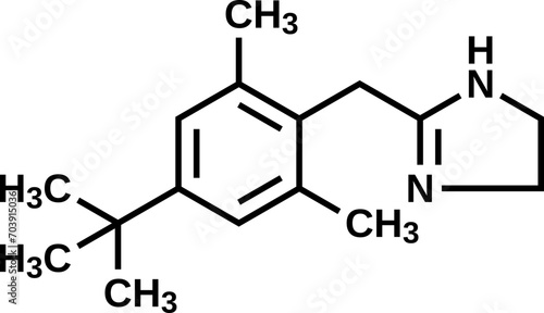 Xylometazoline structural formula, vector illustration 