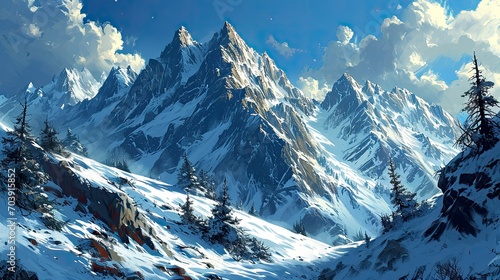 Snow Mountain Blue Sky, Background Banner HD © Alex Cuong