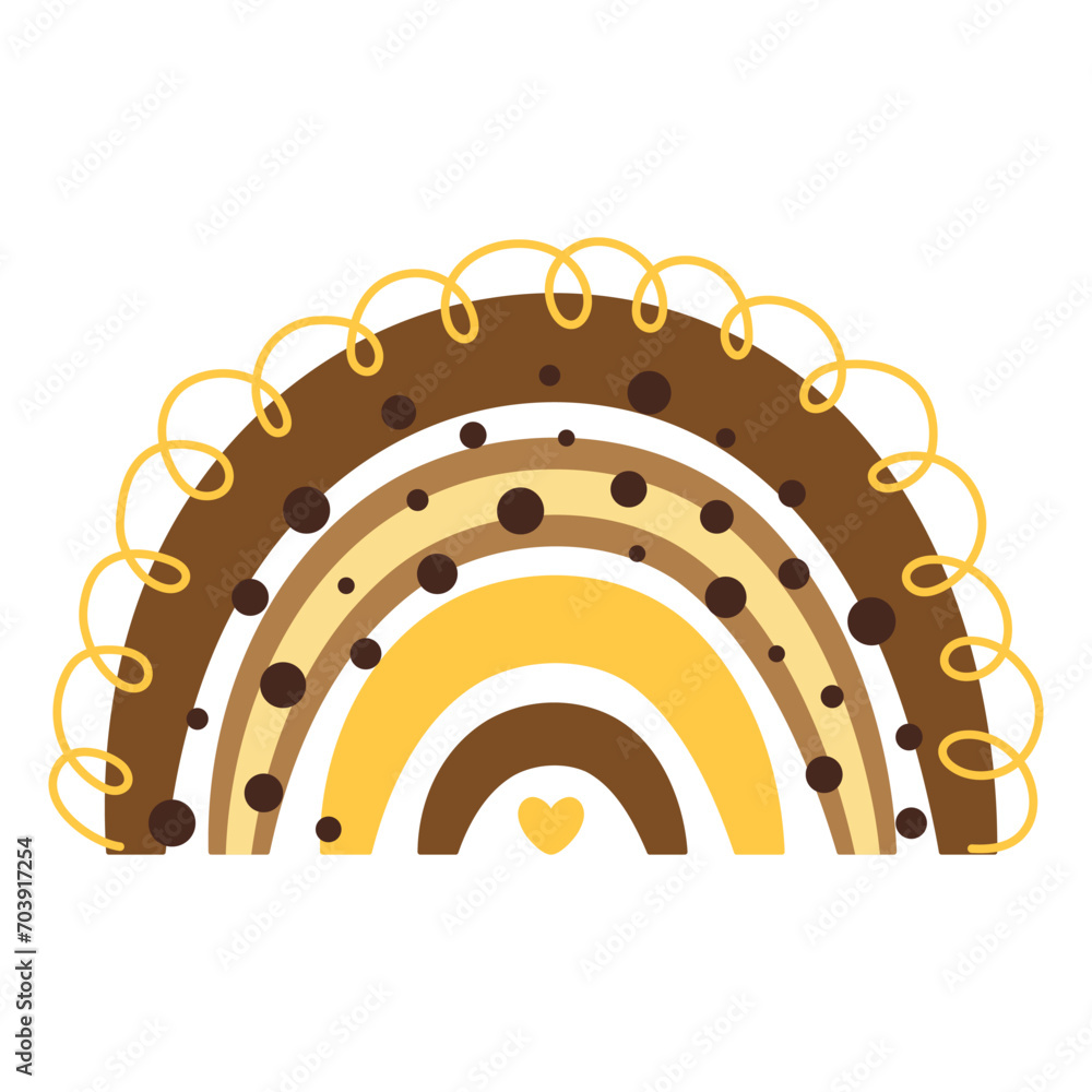 boho element isolated on white background, flat vector illustration of brown and yellow bee rainbow boho element isolated on white background, flat vector illustration of brown and yellow bee rainbow